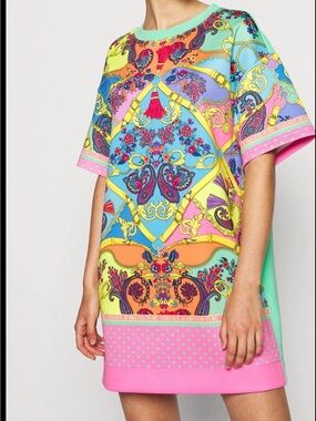 Versace jeans couture dress Vibrant Multicolor Printed Shift Dress - size L